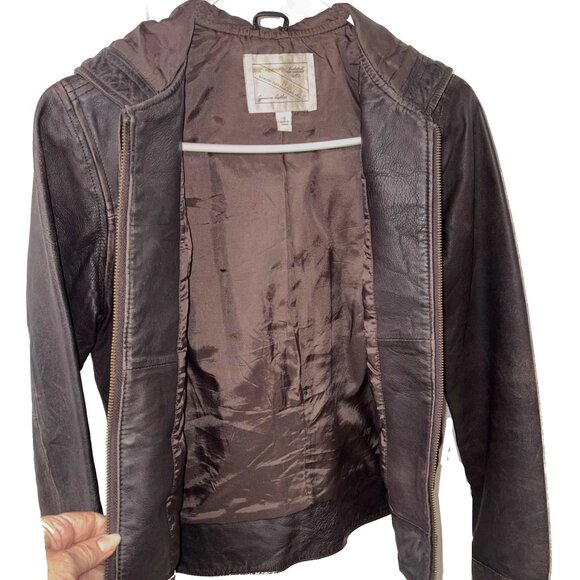 Leather Jacket by Old Navy Brown Distressed Size Small - Picture 3 of 4